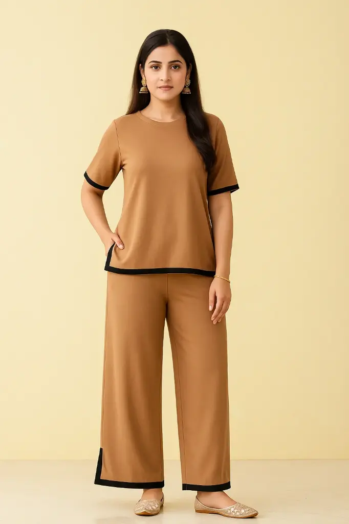 Elegant Purple Co-ord Set for Women | Stylish Western Wear with Contrast Trim | Casual & Party Wear Outfit