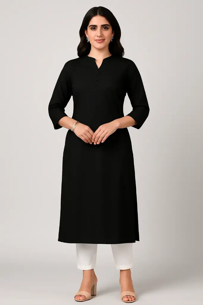 Simple Office Wear Black Kurti For Women