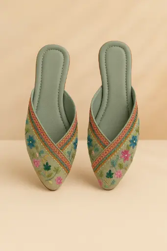 Embroidered Ethnic Jutti for Women – Floral Designer Slip-On Mojari