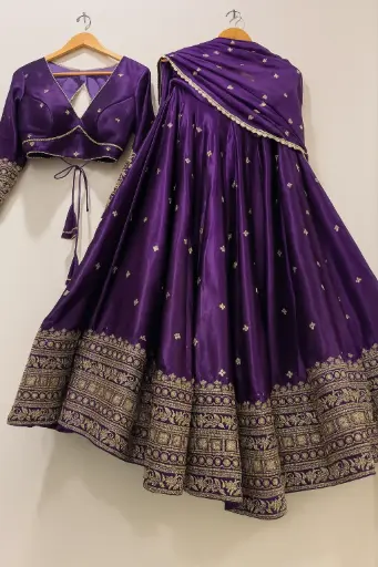 Royal Purple Embroidered Lehenga Choli